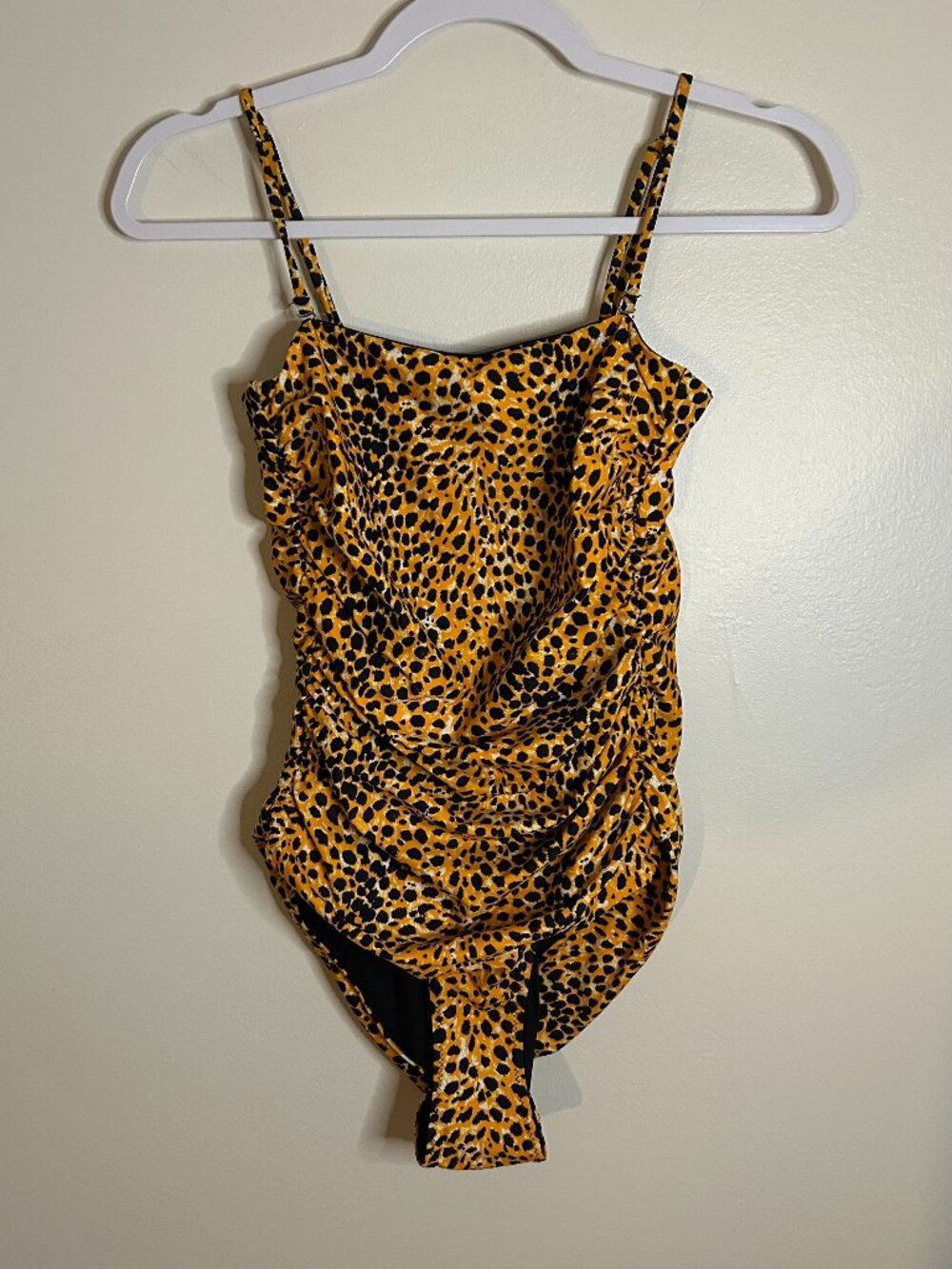 GANNI Yellow Gathered Swimsuit | Bright Marigold Size 34